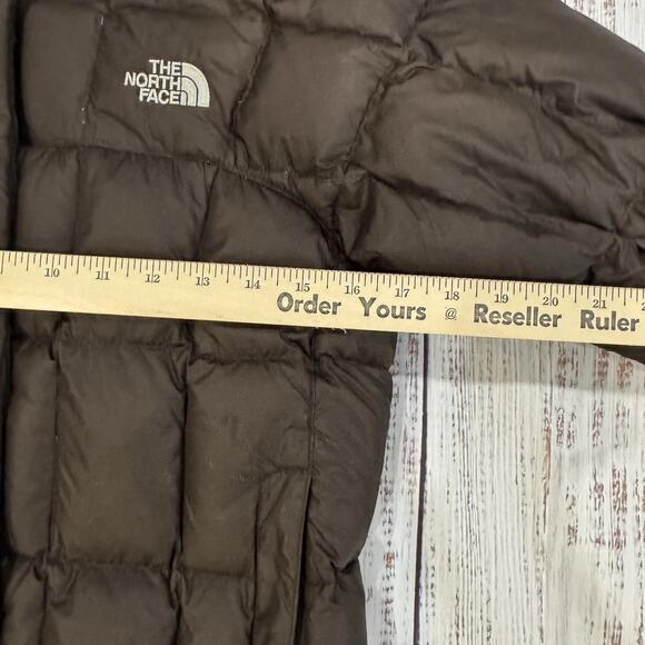 The North Face 600 Down Puffer Coat XS Long Brown Hooded Goose Fill Jacket - Picture 4 of 9